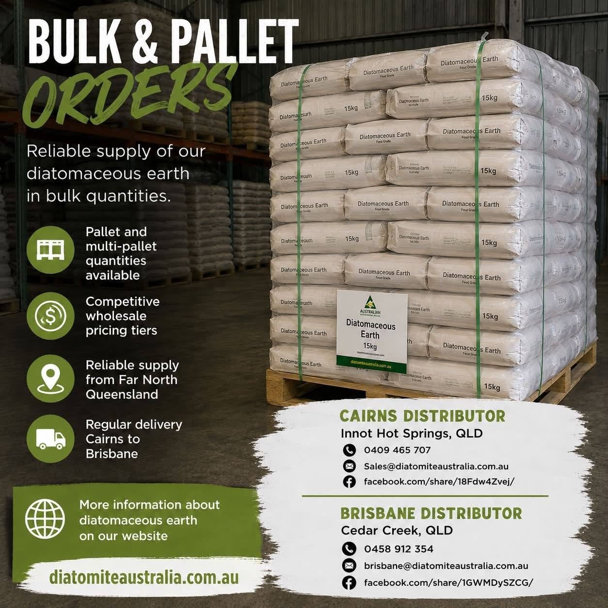 Bulk and pallet diatomaceous earth orders